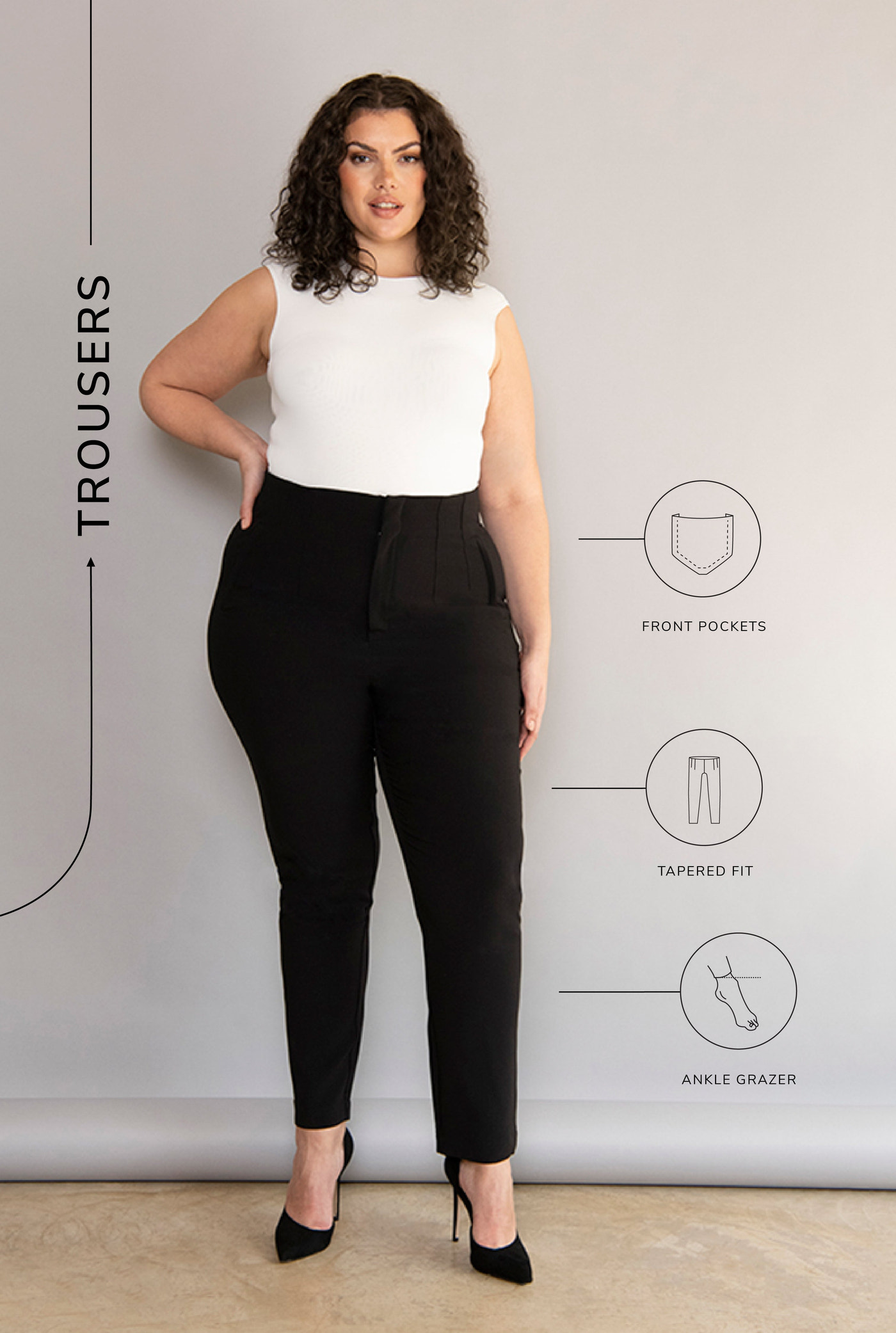 Pantalon cigarette grande taille - Noir