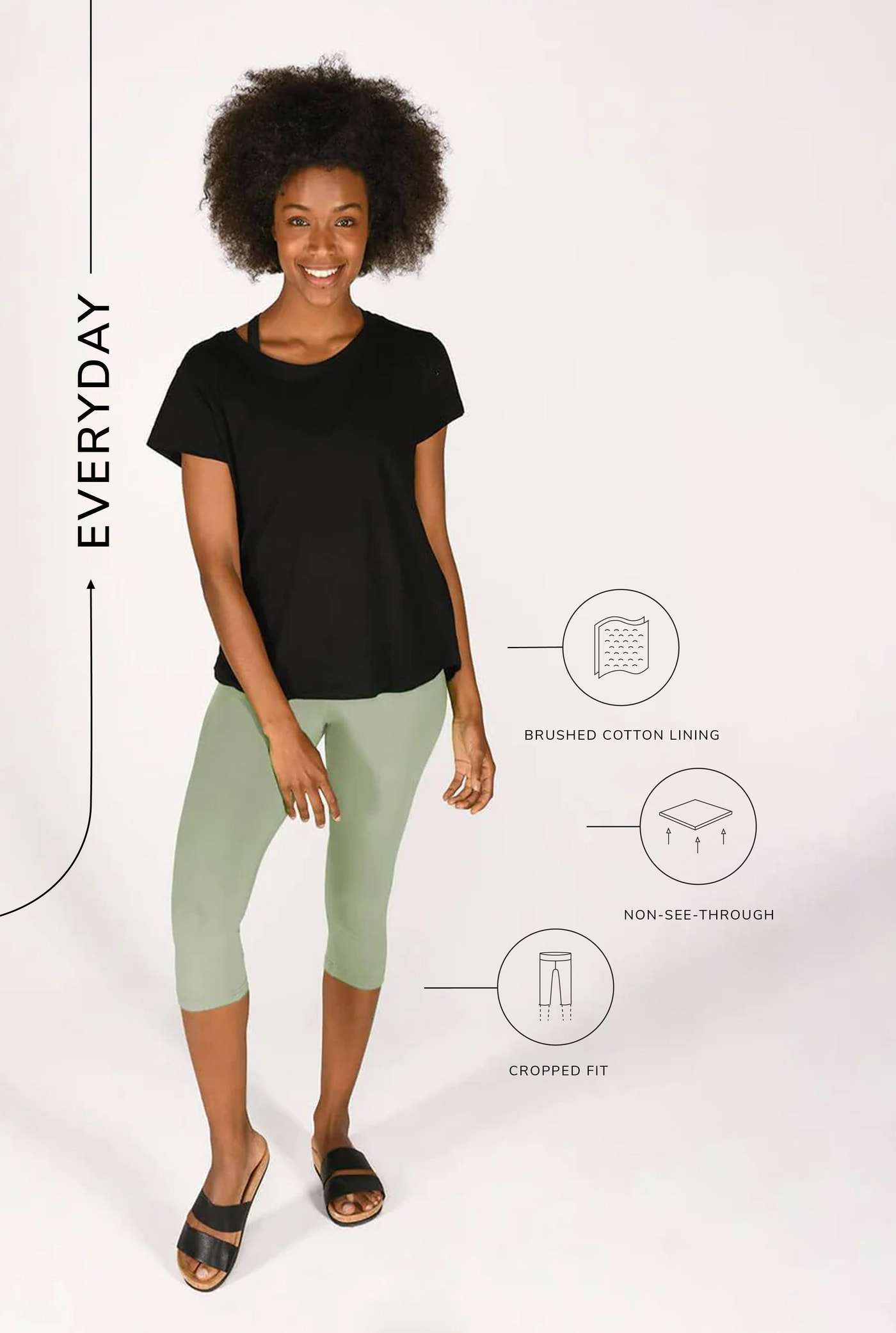 Legging court Everyday - Vert Sauge