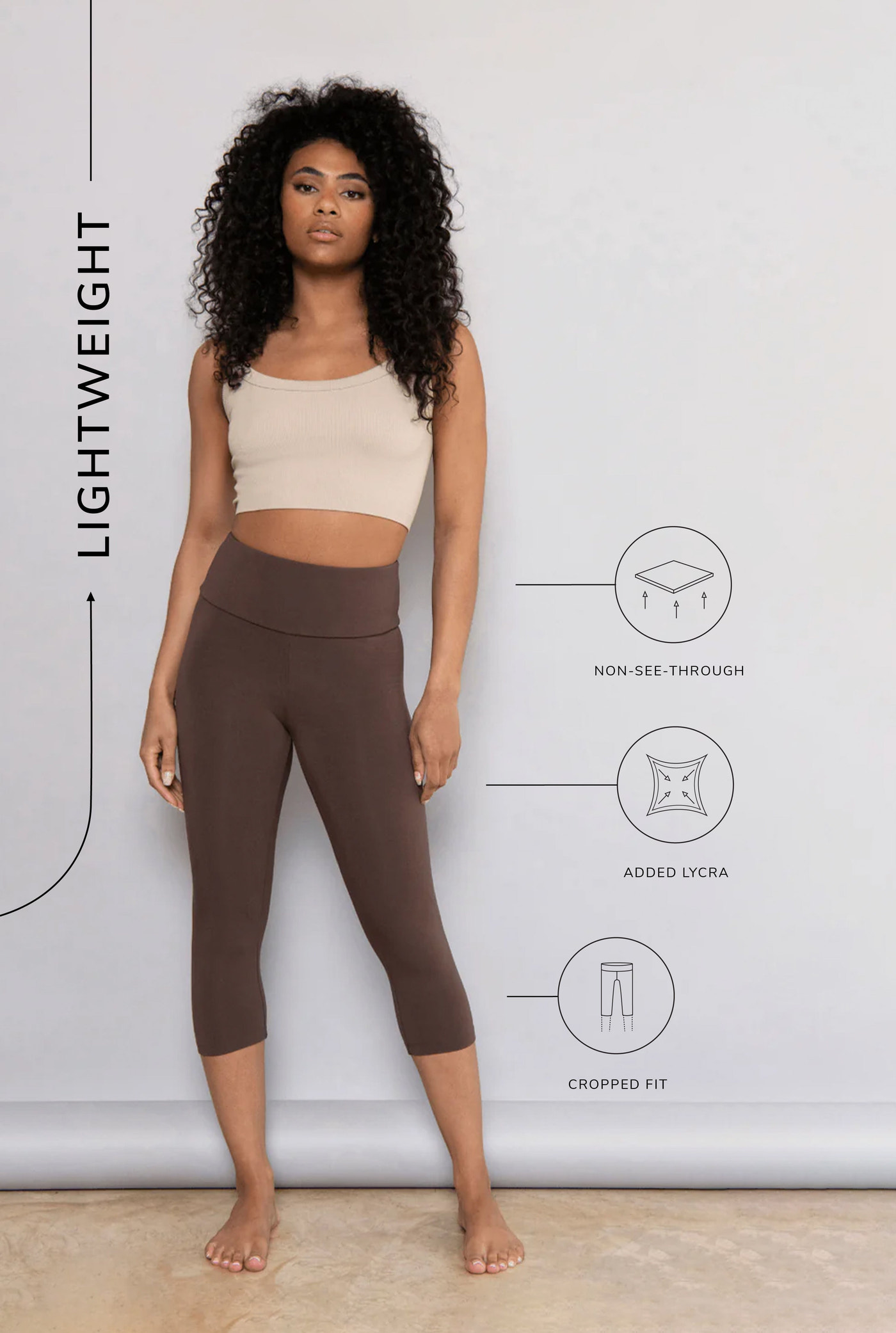 Legging léger court grande taille - Espresso Marron