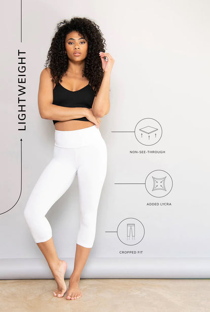 Legging léger court grande taille - Blanc