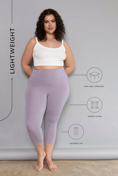 Legging léger court grande taille - Mauve