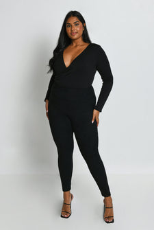 Legging effet daim grande taille - Noir