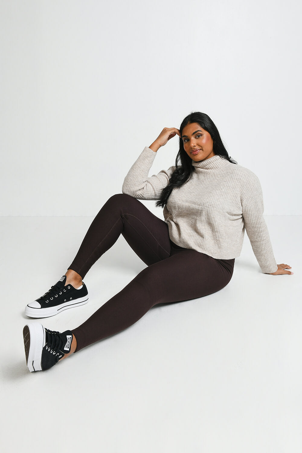 Legging taille haute grande taille Winter Everyday - Espresso Marron