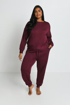 Pantalon de jogging Lounge-Luxe grande taille - Dark Cherry