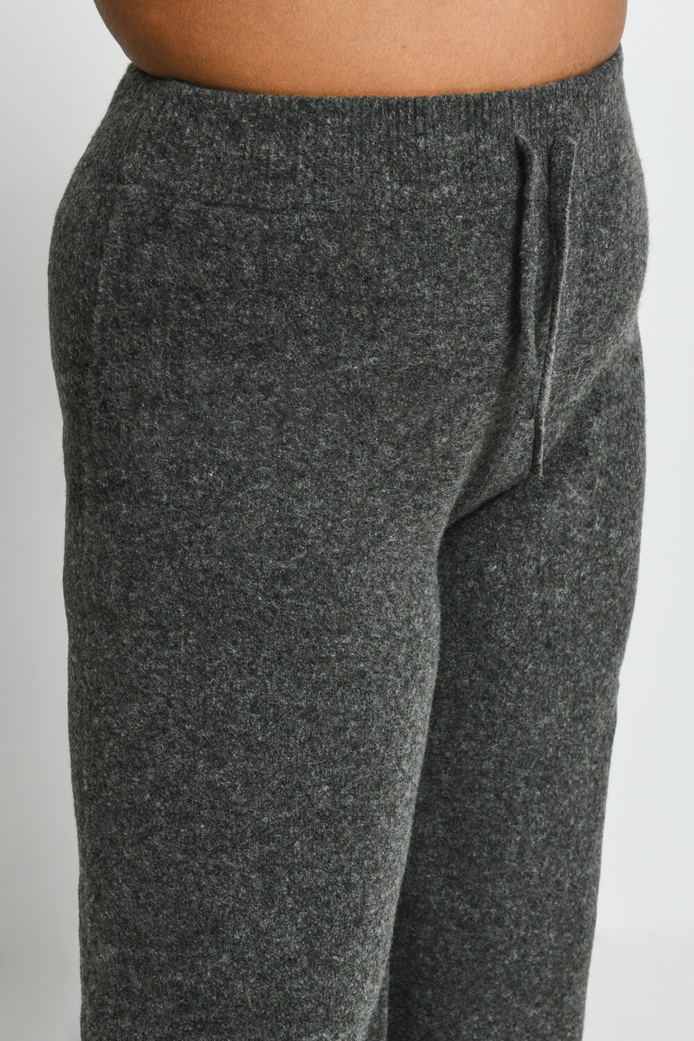 Pantalon lounge évasé maille tricot grande taille - Gris