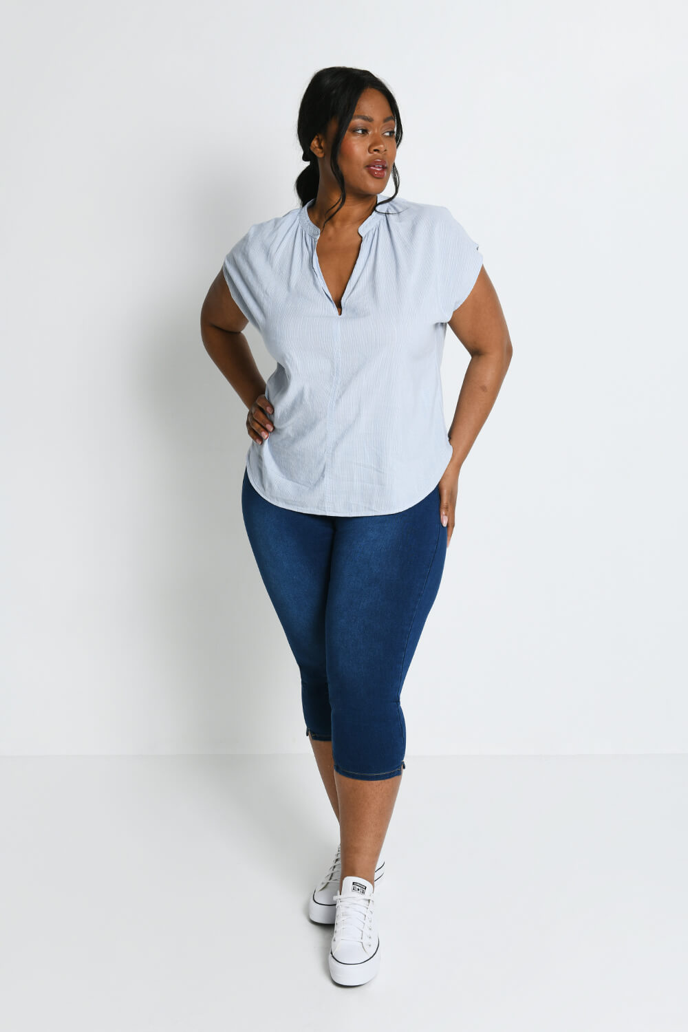 Jegging court grande taille - Dark Bleu