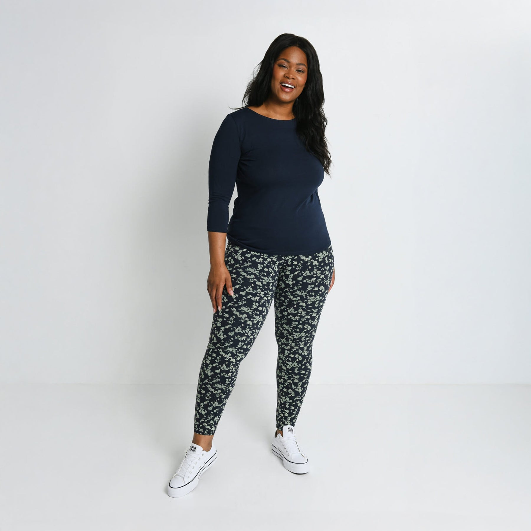 Legging taille haute grande taille Everyday - Marine/Vert Floral