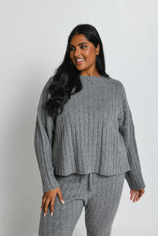 Pull torsadé grande taille - Gris