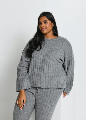 Pull torsadé grande taille - Gris