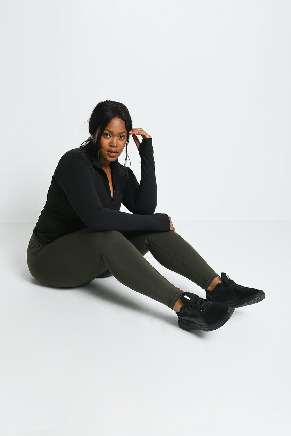 Legging de sport taille haute grande taille Focus - Olive Vert