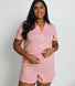 Ensemble de pyjama court à boutonnière pur coton grande taille - Rose Dot