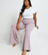 Pantalon lounge évasé maille tricot grande taille - Rose