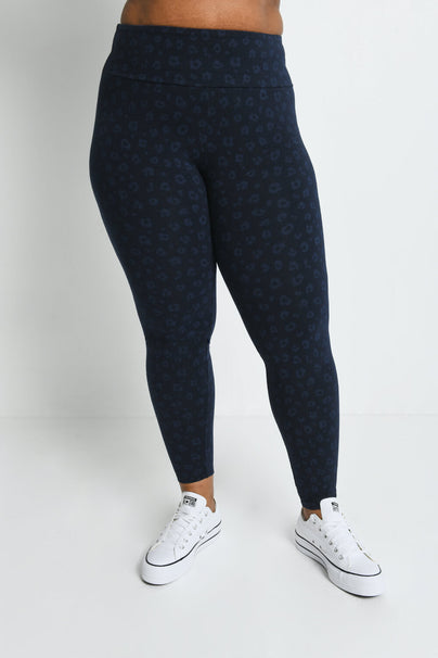 Legging taille haute grande taille Everyday - Navy Animal Print