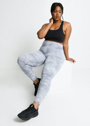 Legging 7/8e taille haute grande taille Revitalise - Sky Grey Tie Dye