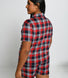Ensemble de pyjama court à boutonnière tout doux grande taille - Marine & Rouge Check