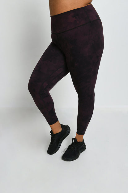 Legging 7/8e taille haute grande taille Revitalise - Dark Cherry Tie Dye