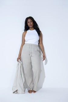Pantalon en lin grande taille - Stone