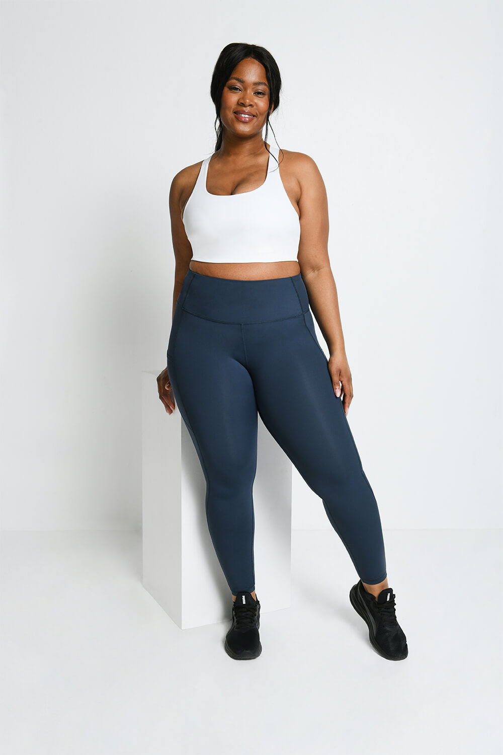 Legging de sport taille haute grande taille Energise - Thunder Bleu