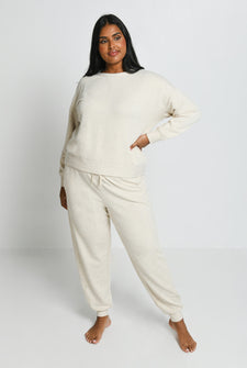 Pantalon de jogging Lounge-Luxe grande taille - Vanilla Marl