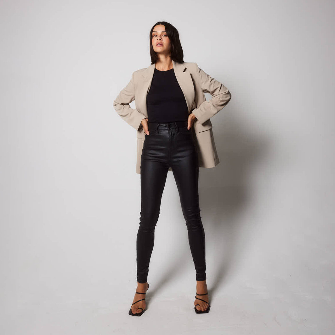 Jean enduit grande taille - Noir