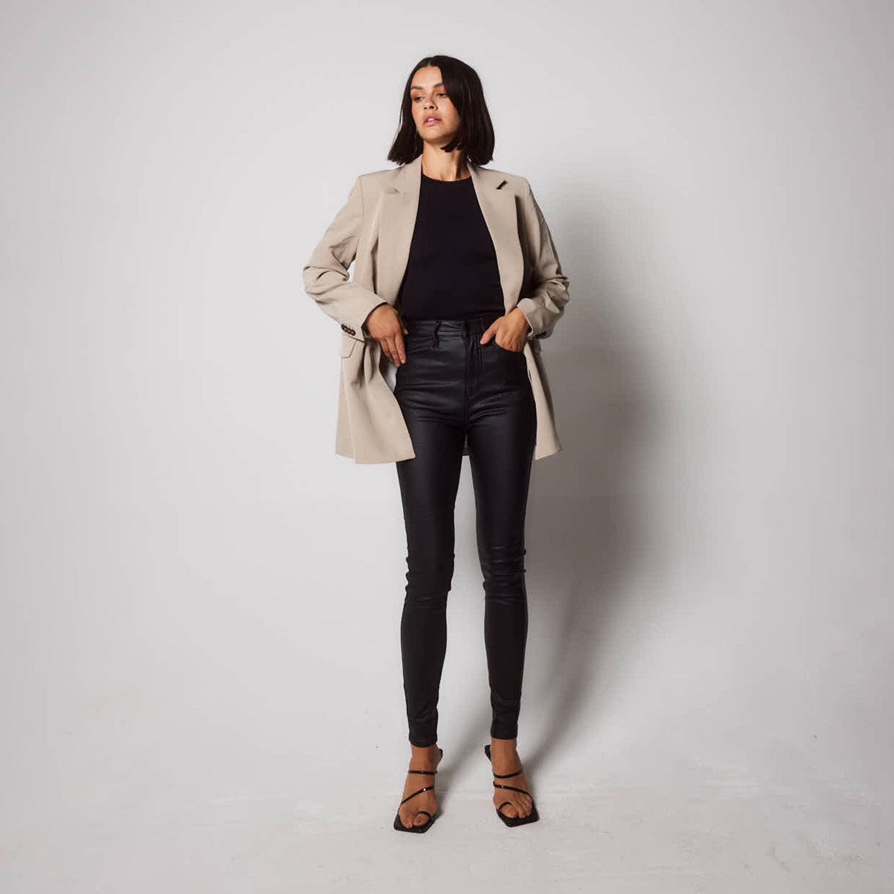 Jean enduit grande taille - Noir