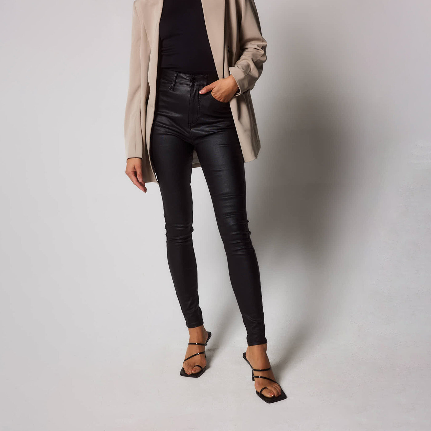 Jean enduit grande taille - Noir