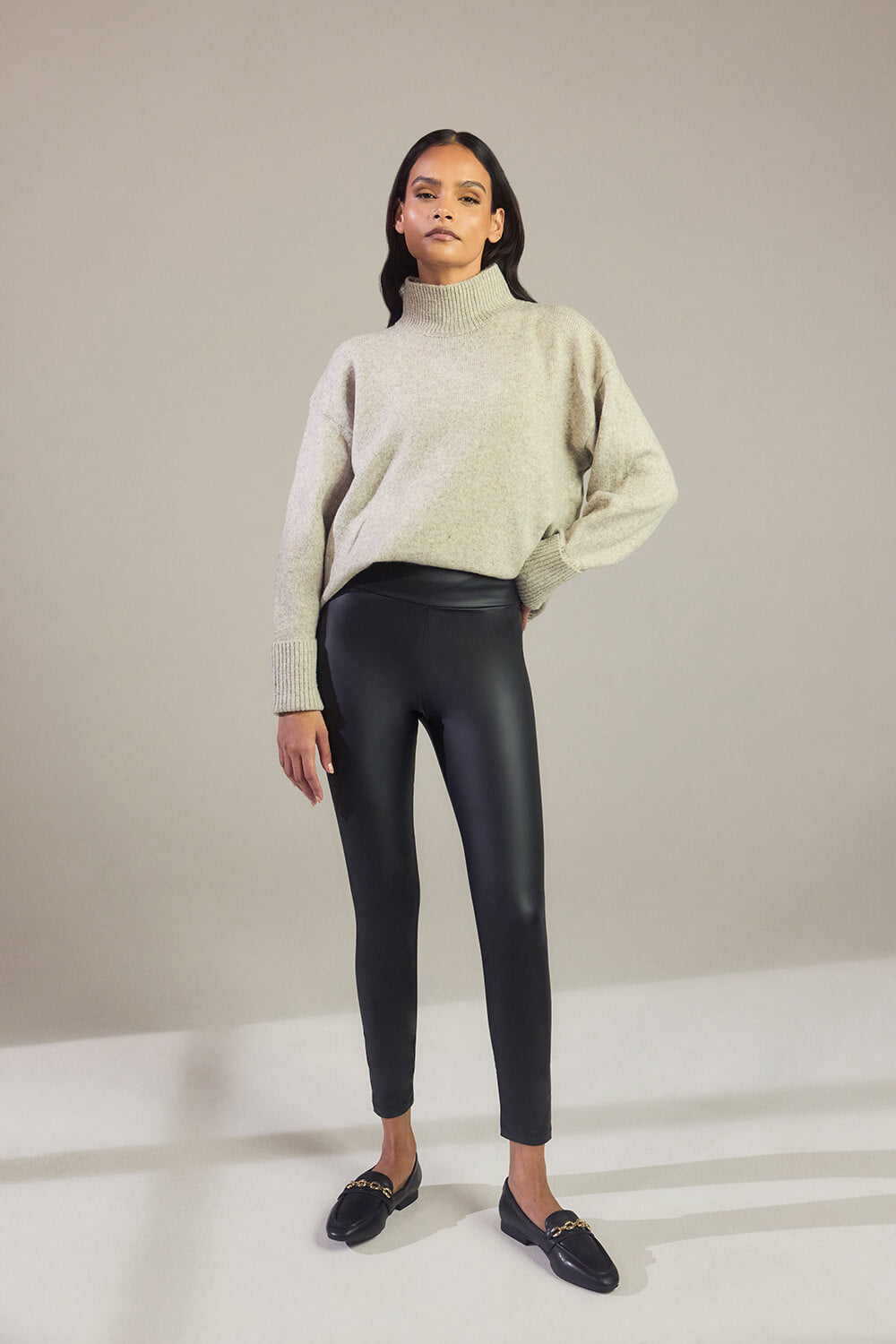 Legging en similicuir taille haute - Noir