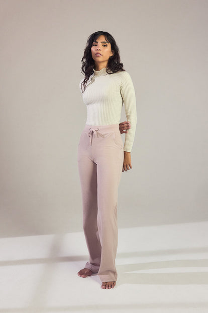 Pantalon côtelé évasé - Rose