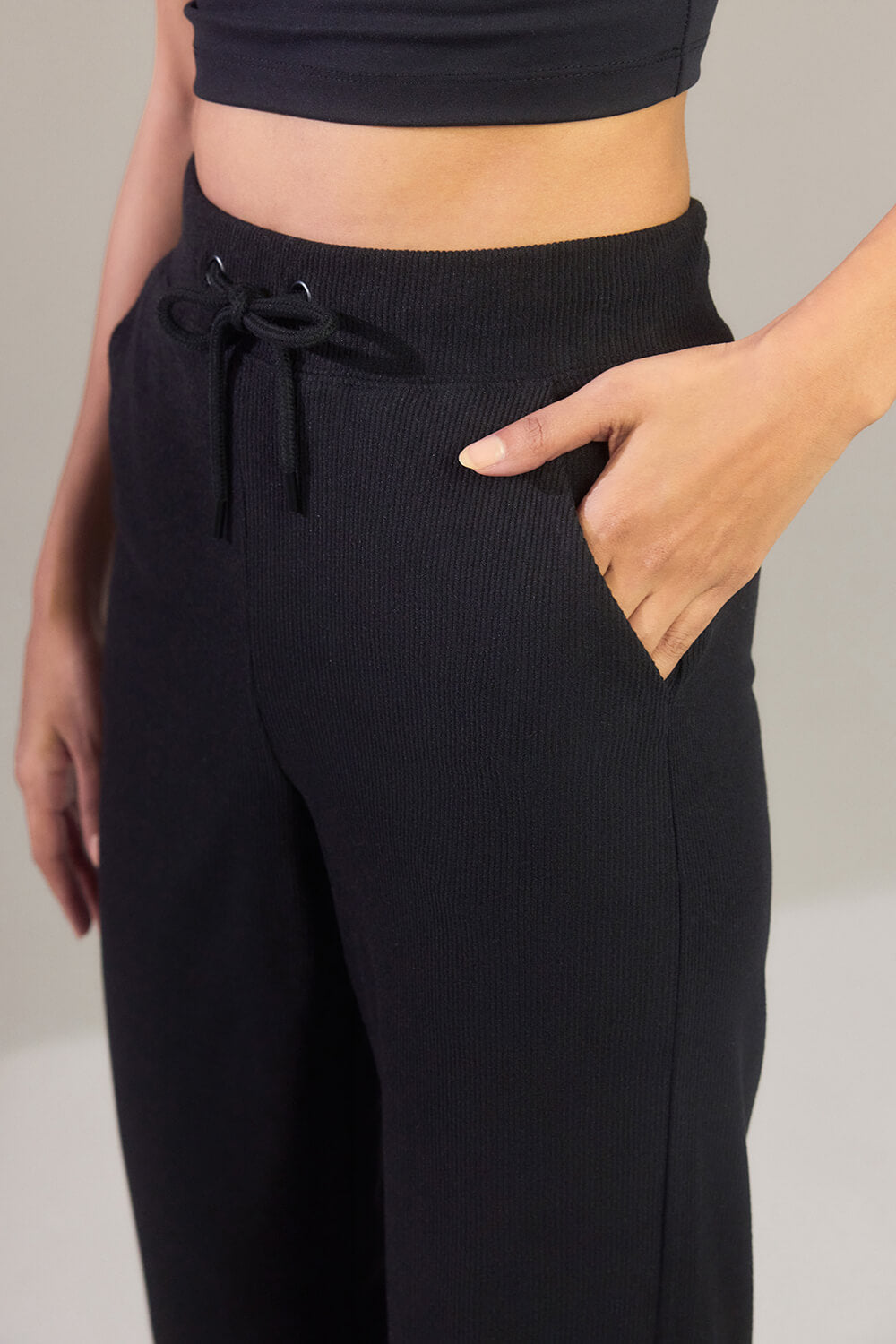 Pantalon côtelé évasé - Noir
