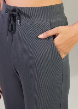 Pantalon côtelé évasé - Gris