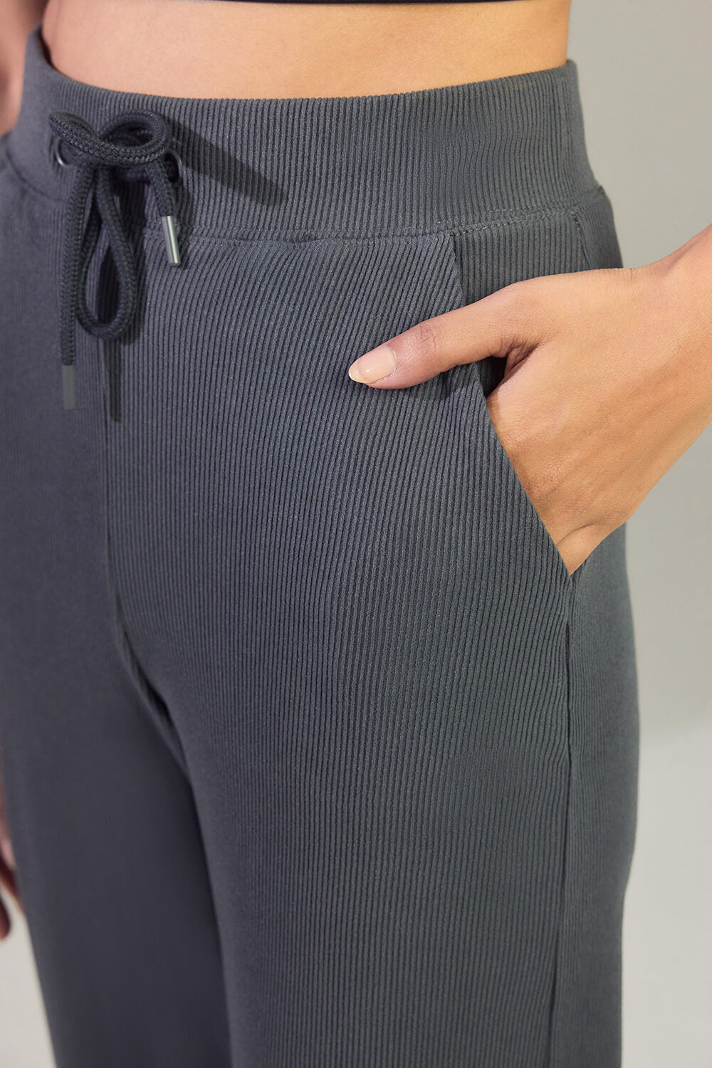 Pantalon côtelé évasé - Gris