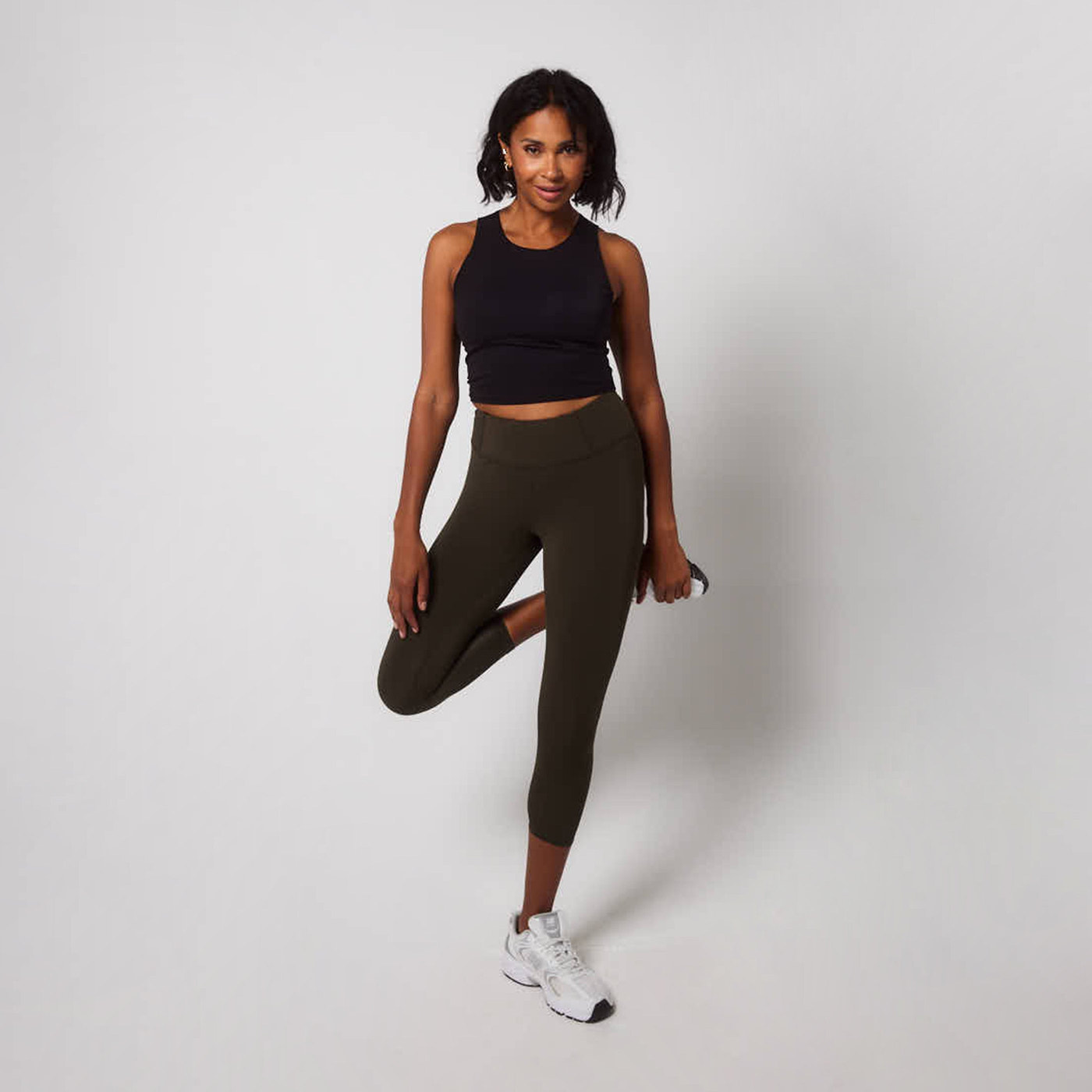 Legging de sport court taille haute Focus - Olive Vert