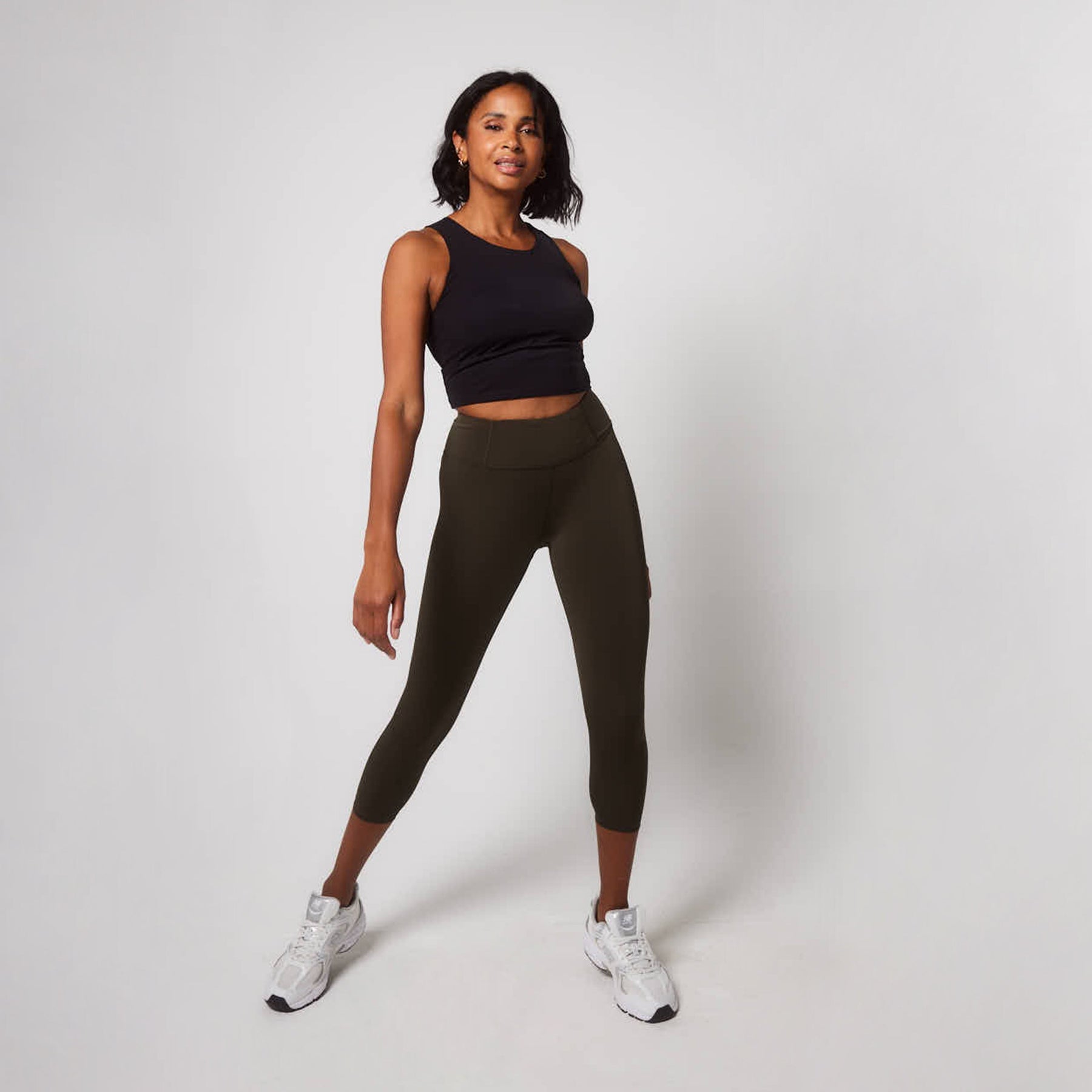Legging de sport court taille haute Focus - Olive Vert