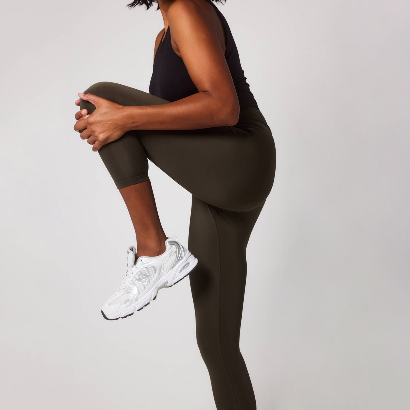 Legging de sport court taille haute Focus - Olive Vert