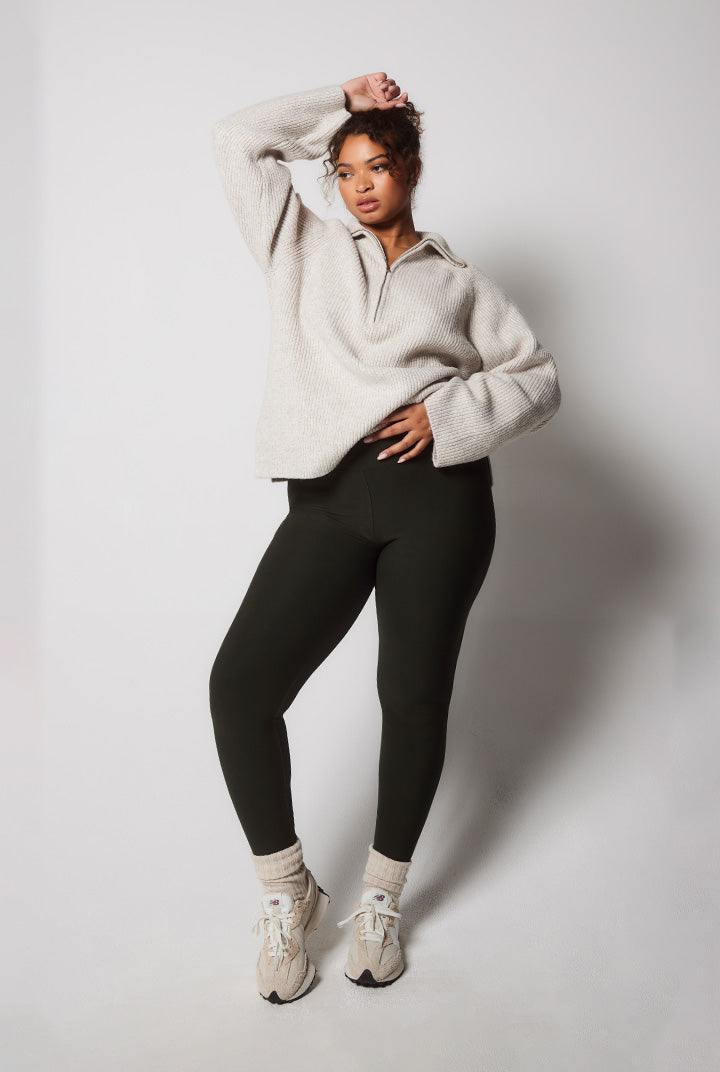 Legging taille haute d'hiver - Olive intense