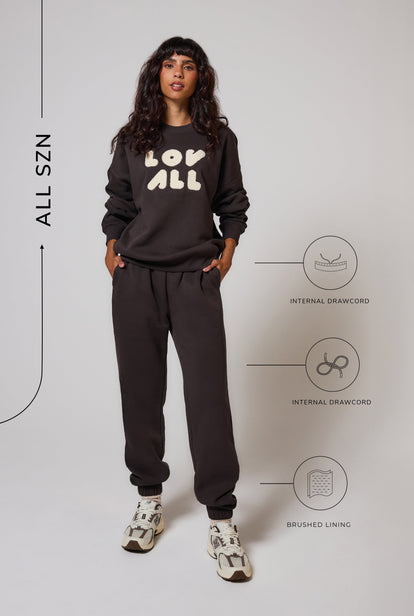 ALL SZN pantalon de jogging biologique à revers grande taille - Black Coffee