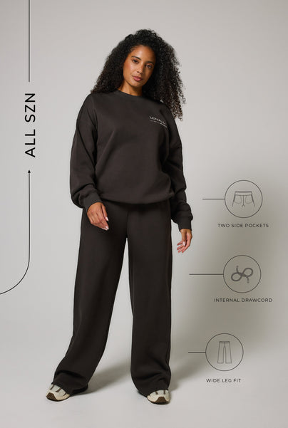 ALL SZN pantalon de jogging bio à jambes larges grande taille - Black Coffee