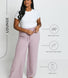 Pantalon lounge évasé maille tricot grande taille - Rose