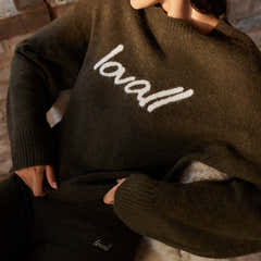 Pull surdimensionné en maille brossée à motif - Vert olive foncé
