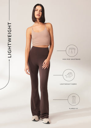 Legging léger flare grande taille - Espresso Marron