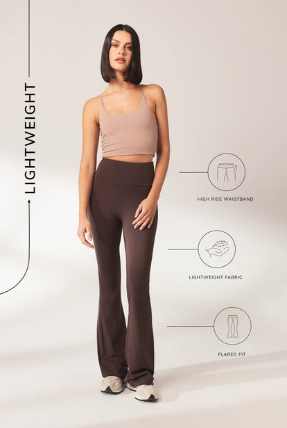 Legging léger flare grande taille - Espresso Marron