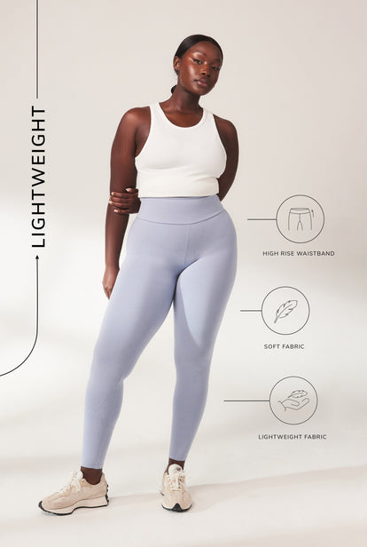 Curve Lightweight Everyday High Waisted Leggings - Powder Blue