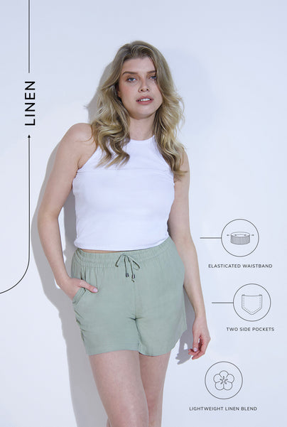 Short en lin Everyday - Vert Sauge