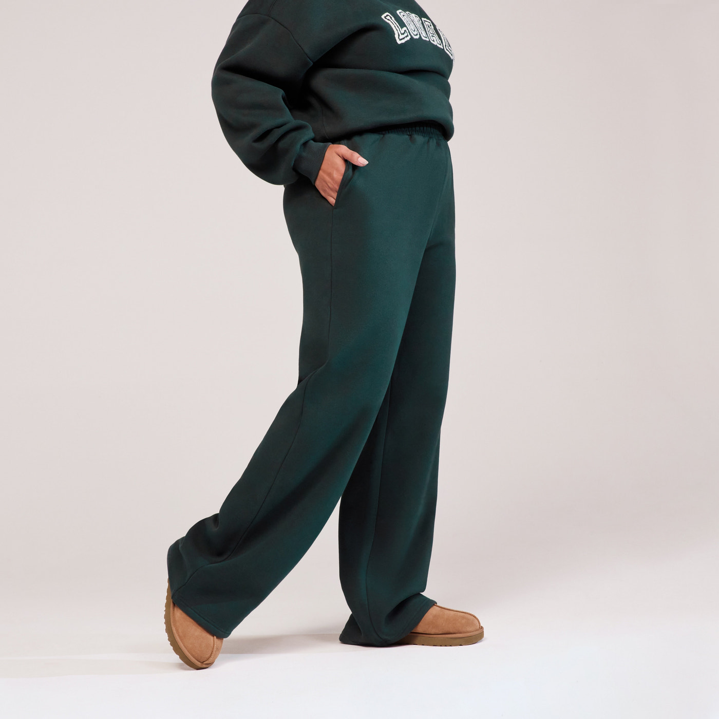 Curve Organic Wide Leg Jogger - Pine