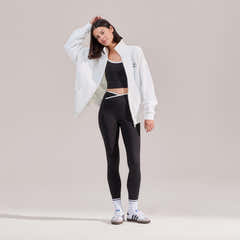 Veste zippée à col cheminée en coton biologique - Blanc cassé