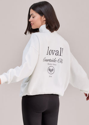 ALL SZN Organic Funnel Neck Zip Through - Off White