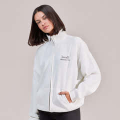 Veste zippée à col cheminée en coton biologique - Blanc cassé
