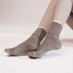 Chaussettes côtelées en maille lot de 2 - Beige/Moka