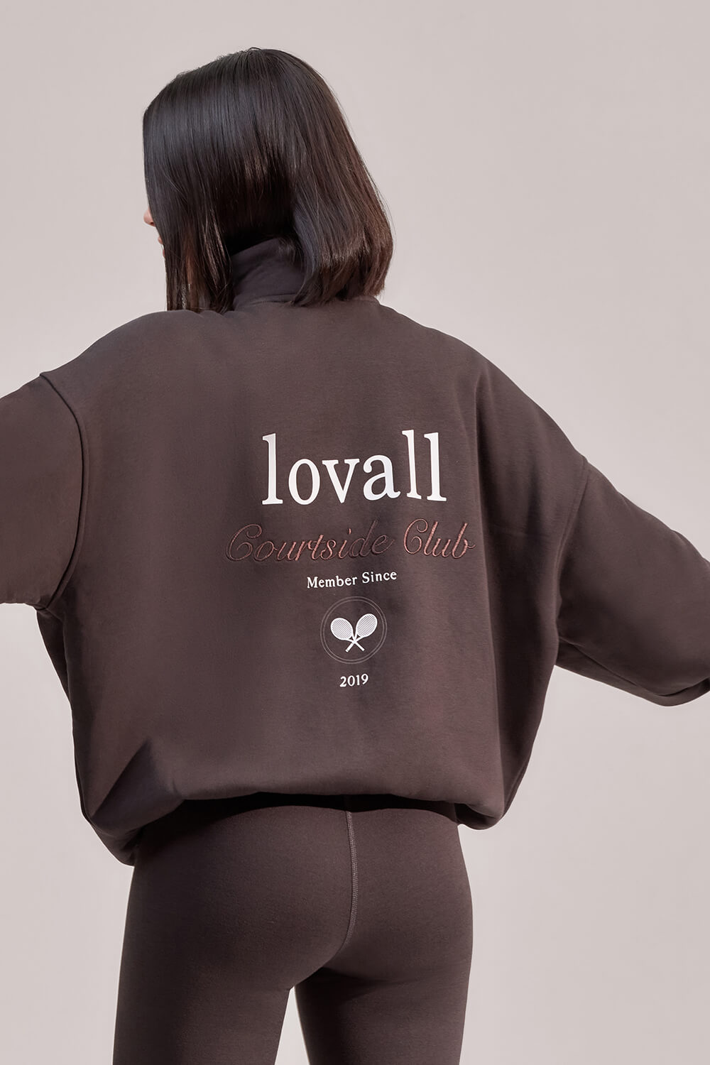 ALL SZN Organic Funnel Neck Zip Through - Black Coffee