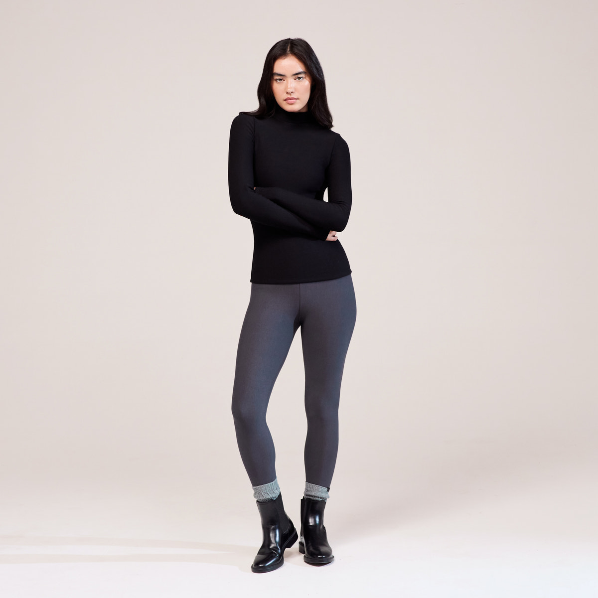 Legging taille haute d'hiver - Gris foncé